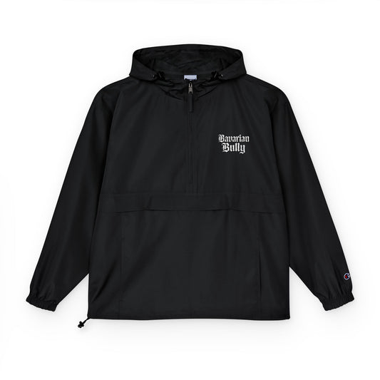 Black Packable Anorak Jacket — Gothic Script Chest Logo